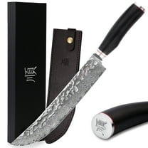 YOUSUNLONG Cimitar Knife 10 inch- Butcher's Scimitar Knife Japanese Damascus Steel Natural Leadwood Handle