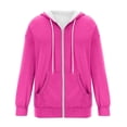 thumbnail image 4 of Daznico Womens Full Zip Hooded Sweatshirt Long Ribbed Oversized Relaxed Soft Pullover Jacket with Side Pockets All Season Casual Outerwear,XL, 4 of 4