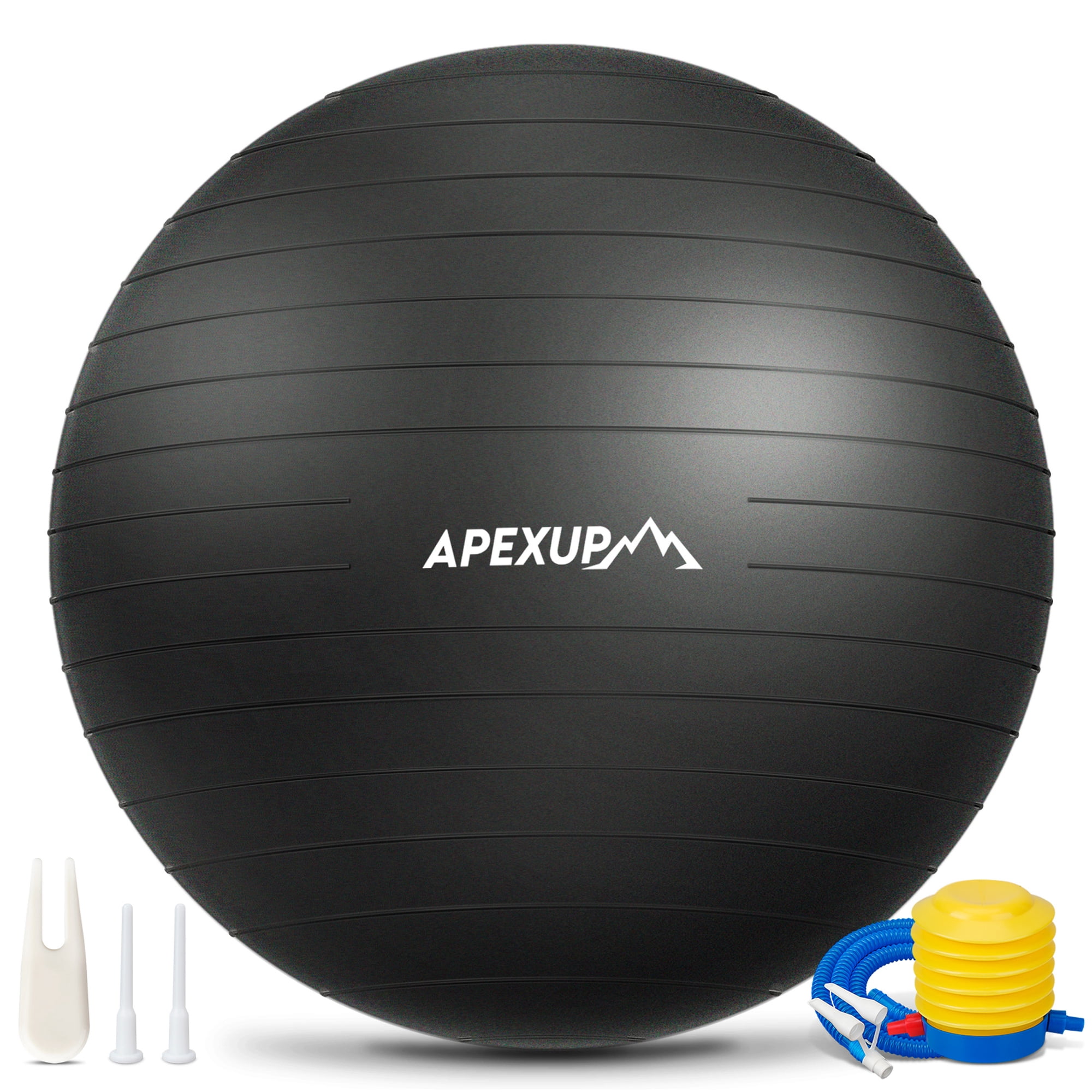 APEXUP Anti-Burst Exercise Yoga Ball with Pump, Anti-Slip Stability Ball, 55cm,Black