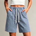 thumbnail image 2 of JJHGVB Bermuda Shorts for Women Knee Length High Waisted Baggy Shorts with Pockets Cotton Linen Summer Casual Lounge Outfits Light Blue 5XL, 2 of 8