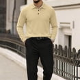 thumbnail image 2 of Men's Corduroy Polo Shirt Long Sleeve Slim Fit Casual Pullover Business Casual Golf Shirt, 2 of 8