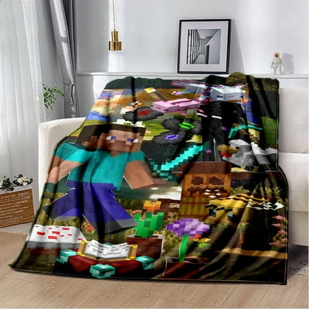 Soft and Warm M-Minecraft Blanket Featuring My World Sandbox Game Characters 3D Print Fleece Throw Blanket