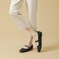thumbnail image 2 of Ruiatoo Women's Ballet Flats Square Toe Knit Comfortable Slip On Mary Jane with Ankle Strap Casual, Work Teacher Dressy Shoes Black 36, 2 of 5