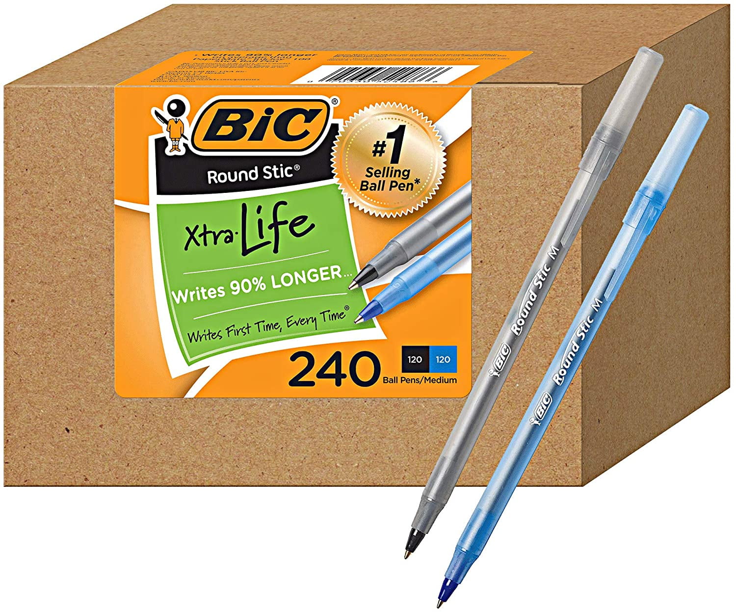 Round Ballpoint Pens Medium Point 1.0 mm 240 Pack 120 Black Pens & 120 Blue Pens in Box Combo Pack