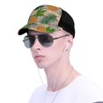thumbnail image 4 of Disketp Pineapples Palm Leaves Print Trucker Hat Men Women - Mesh Baseball SnapBack Cap, 4 of 7