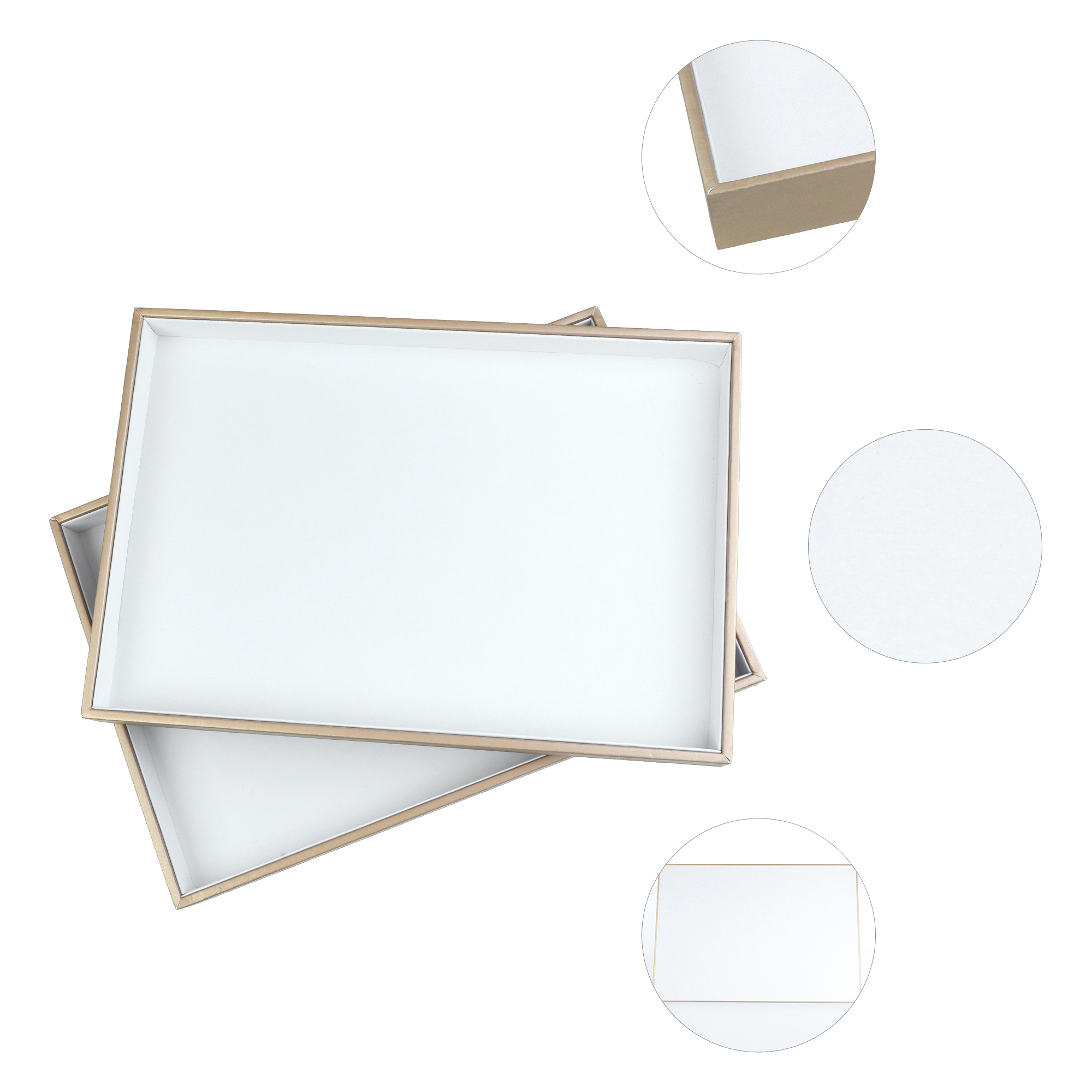 Unique Bargains 2 Stackable PU Leather Jewelry Boxes Organizer Tray with Removable Divider White Flat Tray