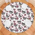 thumbnail image 2 of White Floral Skull Pattern Round Fitted Tablecloth with Elastic Edge,Dining Table Cover Waterproof,Outdoor Round Tablecloth for Camping,Dining,Indoor and Outdoor, 2 of 7