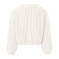 thumbnail image 6 of vigerkar Women's Chunky Knit Open Front Sweater Long Sleeve Button Loose Short Cardigan Outerwear Coats (White, S), 6 of 6