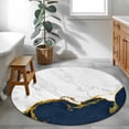 thumbnail image 4 of Navy Blue Gold Marble Round Area Rug 4ft, Modern Abstract Marble Crack Texture Washable Non-Slip Circle Rugs for Bedroom Living Room Kitchen, Soft Non Shedding Circle Carpet for Dining Room Dorm, 4 of 9