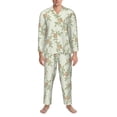 thumbnail image 3 of Fuzoiu Rose Print Men's Long-Sleeved Pajama,Lounge Button Down Nightwear,Mens Notch Collar Pajama Set -X-Large, 3 of 7