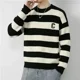 thumbnail image 3 of Suéter de punto para hombre, cuello redondo a rayas, ropa para hombre, jerseys verdes, cuello redondo, grueso, invierno 2024, ropa de calle Y2k, cuello AX, 3 of 5