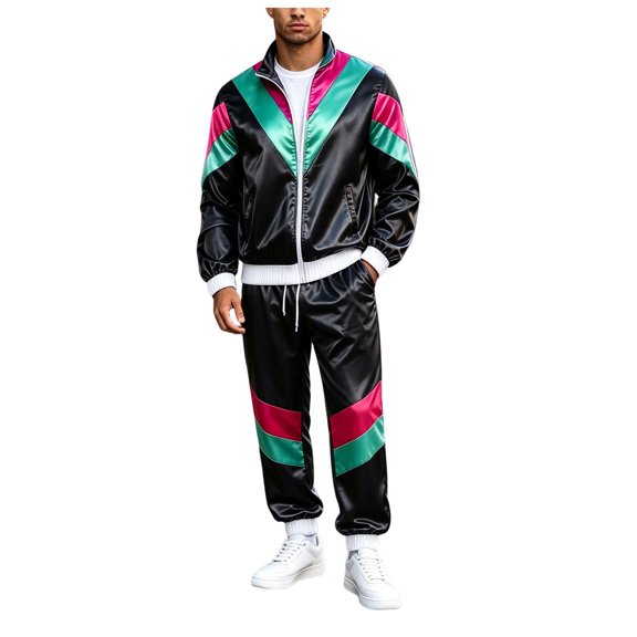 JFOPQVSM Men's Outfits From The 1980s Retro Color Suits with Jackets and Pants for Halloween Retro Parties Festivals and Street