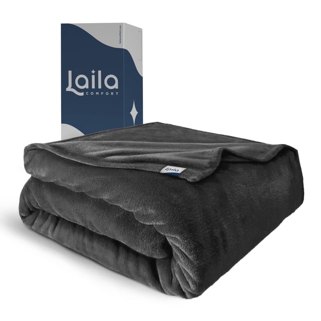 Cobija King, Frazada Ultra Suave, 100% Microfibra de Poliéster, Premium (Gris Oscuro) Laila Comfort.