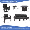 thumbnail image 3 of Kullavik  Aluminum Outdoor Patio Furniture with Curved Armrests & Firepit Table 10 seats w/FirePit - Black, 3 of 5