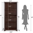 thumbnail image 2 of LELELINKY Farmhouse Display Cabinet with Glass Doors, Curio Cabinet with 3-Color LED Motion-Sensor Light, Walnut, 2 of 10