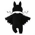 thumbnail image 2 of Bellafa Baby Bat Wings My 1st Halloween Outfit Skeleton Newborn Baby Boy Girl Black Bat Bodysuit Long Sleeve Romper With Hats, 2 of 9