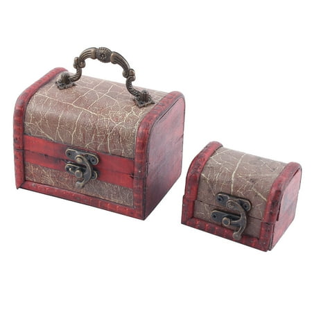 Rings 1 Box - Unique BargainsWood Vintage Ring Ear Earring Beads Jewelry Locked Box Case Organizer 2 in 1