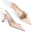 thumbnail image 4 of RONILURN Women's Pointed Toe Low Heel Pumps Closed Toe Rhinestone Ankle Strap Bowknot Comfort Bridal Wedding Party Dress Shoes, 4 of 9