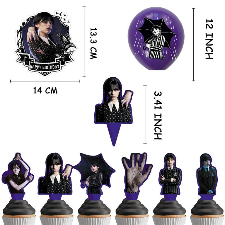 Wednesday Addams Cake Topper Black Lace 