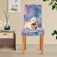thumbnail image 4 of Yayeee 2 Pack Dining Chair Covers Stretch Parson Chairs Slipcovers Seat Protector, Pink Marble Pattern, 4 of 6