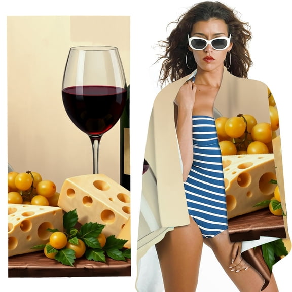 RKSupls Wine Platter Microfiber Beach Towel, Extra Large Quick Dry Lightweight Absorbent Towel for Travel Swimming Camping, Soft Super Absorbent- 30x60 in
