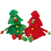 Set of Two Plush Christmas Tree Dog Toys - for Medium to Large Dogs