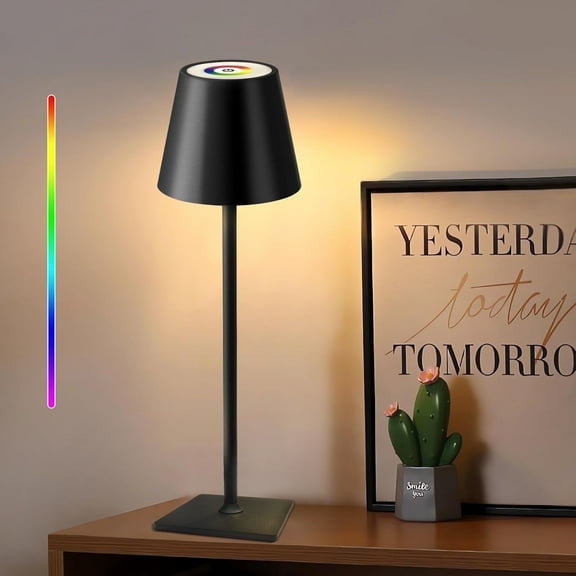 LED Cordless Touch Table Lamp, 4000mAh Large Battery Rechargeable Desk Lamps, Outdoor Wireless RGB Colour Metal Bedside Table Light Lamps with Waterproof Suitable for Bedroom Dining Coffee Outdoor