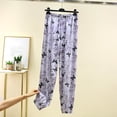 thumbnail image 2 of Tnhcen Women's Elastic Waist Floral Print Pajama Pants Loose Fit Cuffed Ankle Sleepwear Soft Nylon Spandex Casual Home Wear M-L, 2 of 5