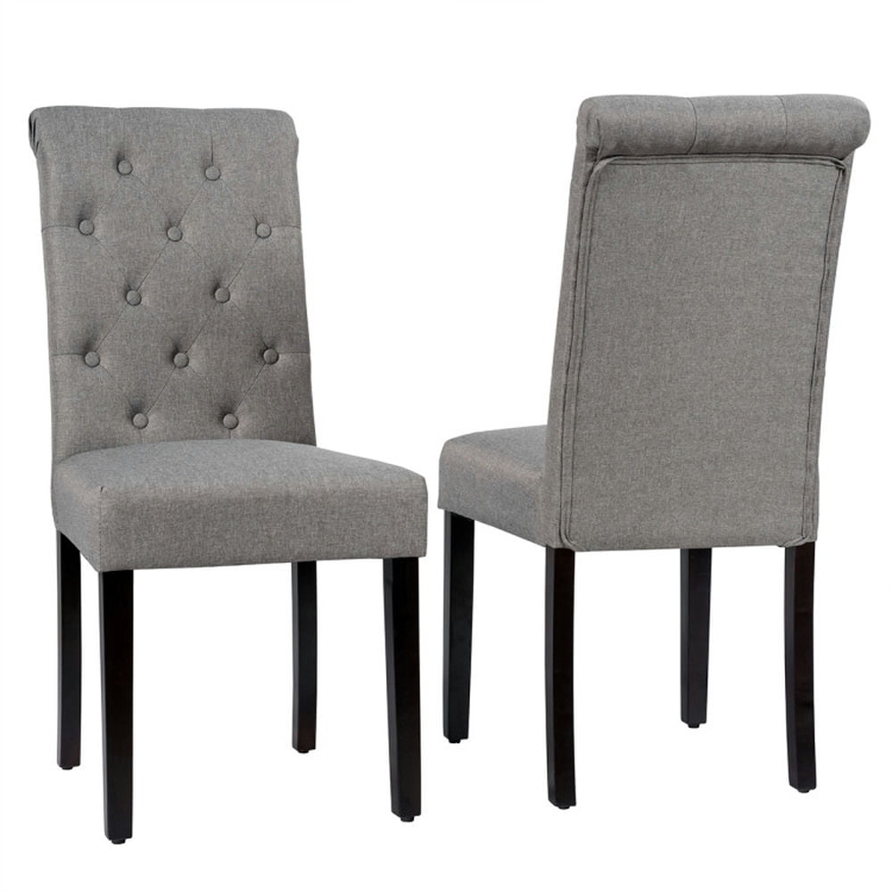Demi Bonn 2 Pieces Tufted Dining Chair Set with Adjustable Anti-Slip Foot Pads, Gray