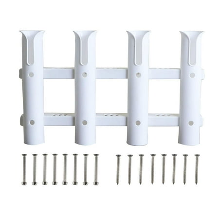 Nylon Fishing Rod Holder 4 Pole Portable Bracket Tube Tube for Boat Yacht Kayak Garage Storage Side- Accessories Included White
