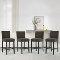 thumbnail image 3 of Foredo Faux Leather Bar Stools set of 2, Modern Upholstered Bar Height Bar Chairs, Soild Wood Legs Barstools with Back, Brown, 3 of 7