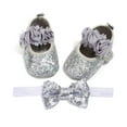 thumbnail image 2 of SPRING PARK Infant Baby Girl Rose Sequins Newborn Toddler Soft Sole Crib Shoes Prewalker + Headband, 2 of 8