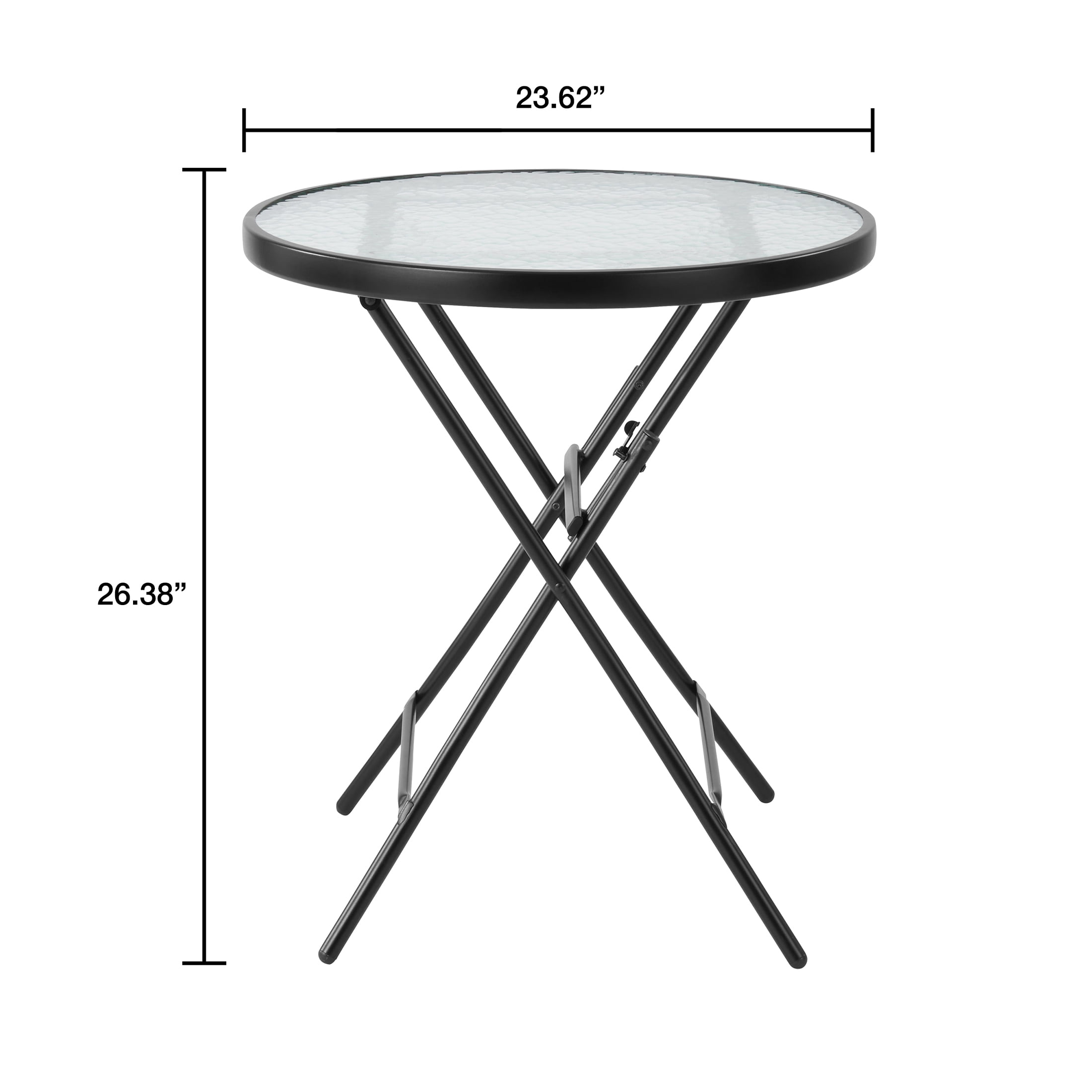 Mainstays Albany Lane 3-Piece Outdoor Bistro Set, Folding Chairs & Glass Table, Black