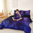 thumbnail image 4 of Manfei Wild Wolf 7 Pieces Full Size Bedding Sets,Dreamy Stars Sky Full Size Bed in a Bag,Purple,Black Reversible, 4 of 7