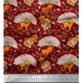 thumbnail image 1 of Soimoi Rayon Crepe Fabric Tree,Floral & Deer Animal Printed Fabric 1 Yard 46 Inch Wide, 1 of 3
