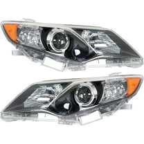 Waltyotur Replacement for Toyota Camry 2012-2014 Headlight Assembly Projector Black Left and Right Side Pair