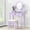 Purple, variant on Blue contemporary makeup vanity set | Features swivel adjustable mirror and padded stool | Provides functional storage space