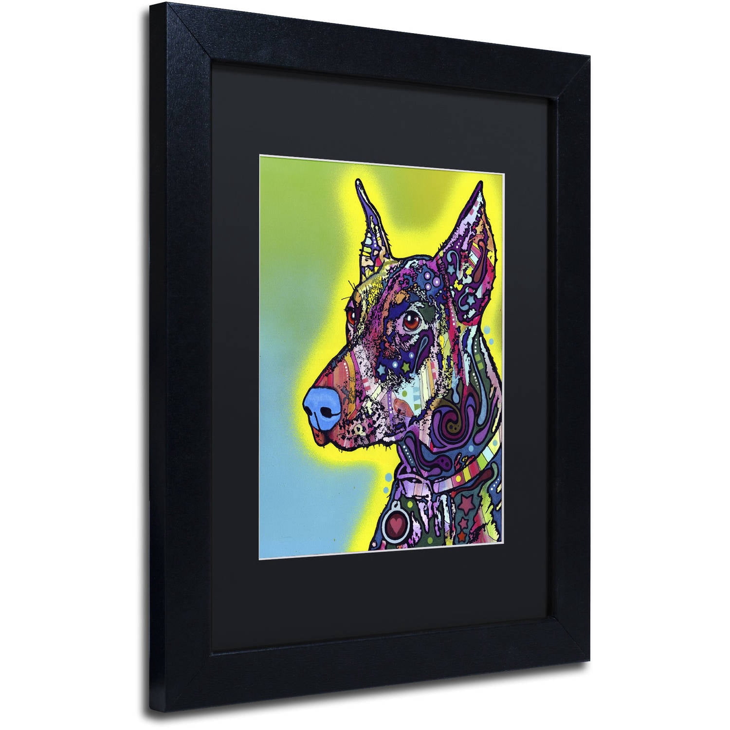 Trademark Fine Art "Doberman" Canvas Art by Dean Russo, Black Matte, Black Frame