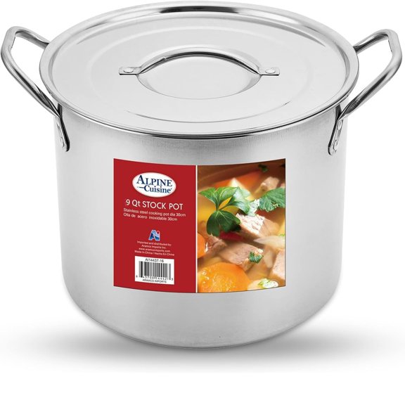 Alpine Cuisine AI14437-8 Aramco Stock Pot Stainless Steel, 9-Quart