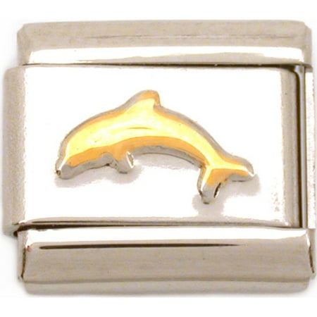 Dolphin 9mm Italian Charm - Dolphin Italian Charm Gold Plated 9mm