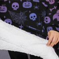 thumbnail image 3 of Oversized Wearable Blanket Hoodie,Purple Halloween Ghost Pumpkin Skull Pattern Sherpa Blanket Hoodie with Super Pockets,Super Warm Fuzzy Pullover for Women & Men, 3 of 6