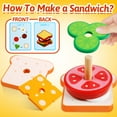 thumbnail image 5 of Montessori Wooden Stacking Toys Fine Motor Skills Wooden Play Food Sandwich Toys with Order Cards Preschool Educational Toys to Develop Fine Motor Skills for 3 4 5 Year Old (Sandwich), 5 of 7