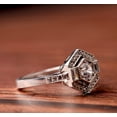 thumbnail image 3 of Vintage Art Deco Solitaire Diamond Engagement Ring, Hexagon Halo Diamond Ring, Solitaire With Accent Diamond Ring, 925 Sterling Silver, 2.3 Ct Simulated Diamond, Gift For Mother, 3 of 5