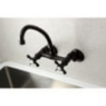 thumbnail image 2 of Kingston Brass KS114ORB Essex Two Handle Wall Mount Kitchen Faucet, Oil Rubbed Bronze, 2 of 5