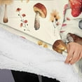 thumbnail image 3 of Oversized Wearable Blanket Hoodie,Red Mushroom Floral Light Beige Pattern Sherpa Blanket Hoodie with Super Pockets,Super Warm Fuzzy Pullover for Women & Men, 3 of 6