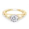 thumbnail image 3 of Center 1 Carat Round Cut Moissanite Lab Created Diamond Twisted Solitaire Engagement Ring In 14K Yellow Gold Over Sterling Silver(VVS1 Clarity,G-H Color,1.10 Cttw)-6.5, 3 of 7