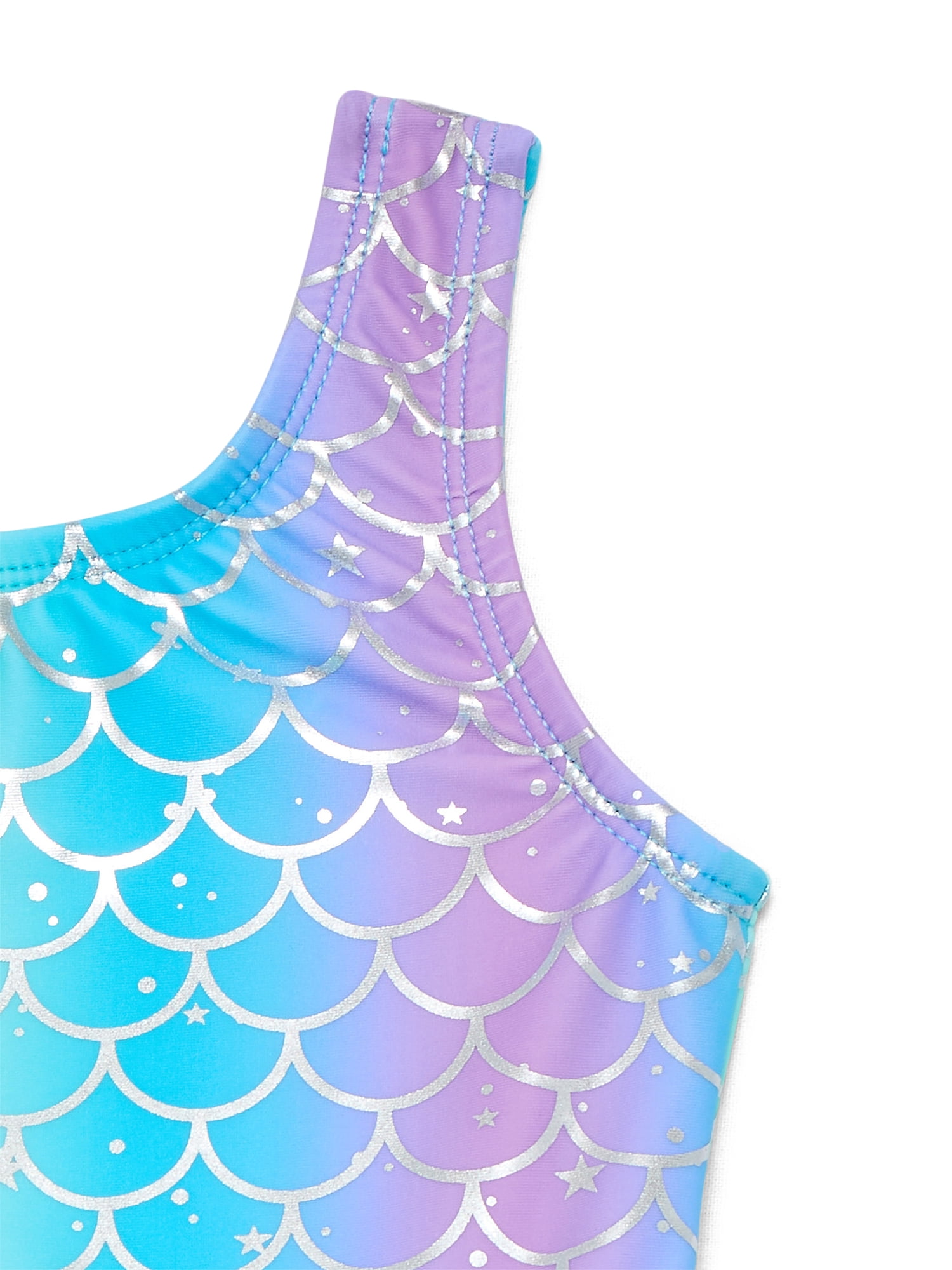 Wonder Nation Baby and Toddler Girl Mermaid Tutu One- Piece Swimsuit, Sizes 12M-5T