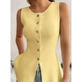 thumbnail image 6 of Women Button Down Tank Top Ribbed Summer Vest Tops Slim Fit Open Front Sleeveless Crop Shirt Yellow S, 6 of 7
