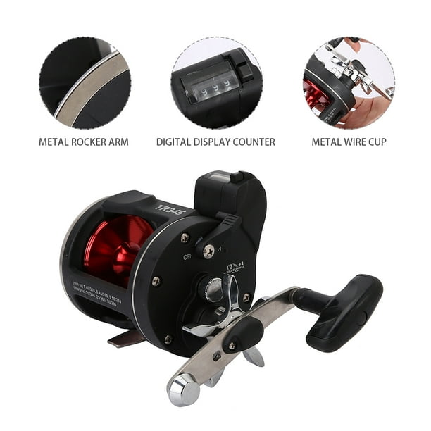Lhcer Trolling Reels Equipped With Line Counter Black Trolling Saltwater Offshore Reel Wheel, Fishing Reel Wheel, Metal Fishing Reel