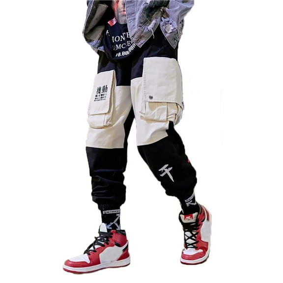 Streetwear Joggers Japanese Kanji Harajuku Embroidery Urban Multi-Pockets Relaxed Fit Sweatpants